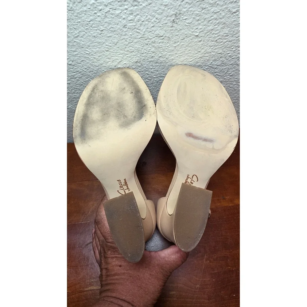 Circus by Sam Edelman Block Heel Sandals Women 10 Beige Ankle Strap Flared Heel - Picture 5 of 7